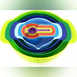 15 Pcs Set Mixing Bowl Kitchen Measuring Spoon Set Modern Resistant‎ Multicolors